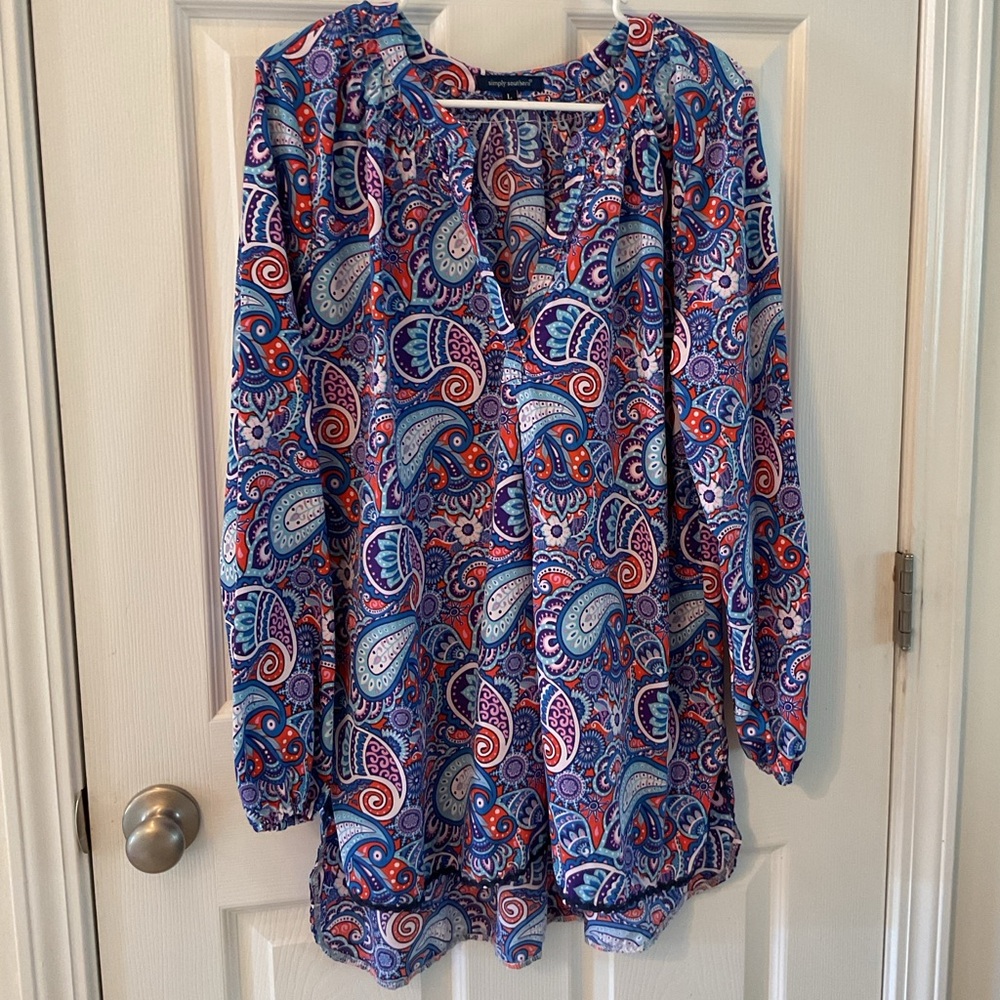 Simply Souther Women’s Large Multi-Colored Long Sleeve Paisley Top